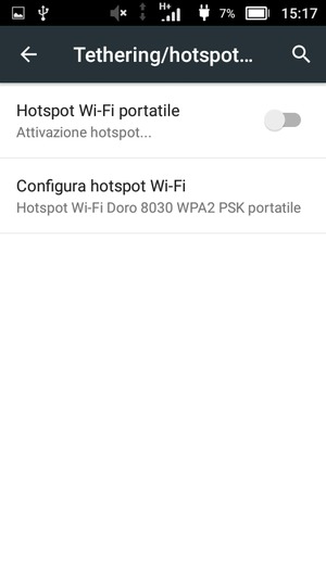 Seleziona Configura hotspot Wi-Fi