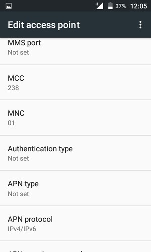 Scroll down and enter MMS information
