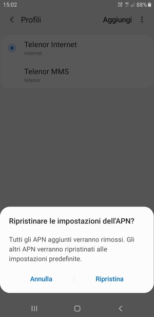 Seleziona Ripristina