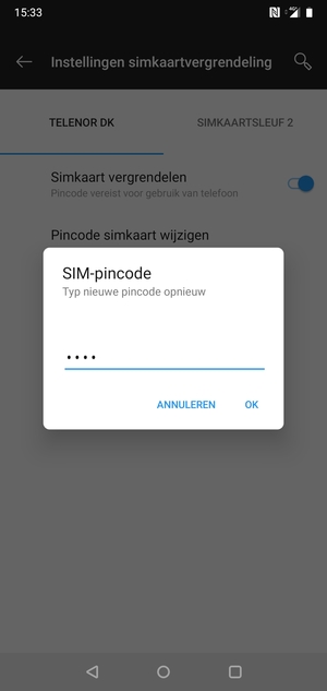 Bevestig uw nieuwe SIM-pincode en selecteer OK