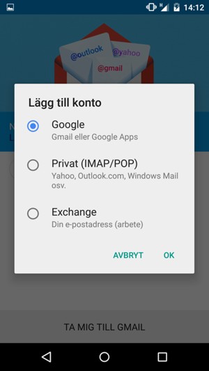Välj Exchange och välj OK