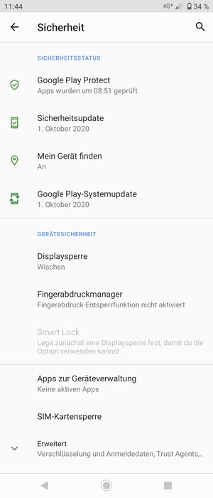 Wählen Sie Displaysperre