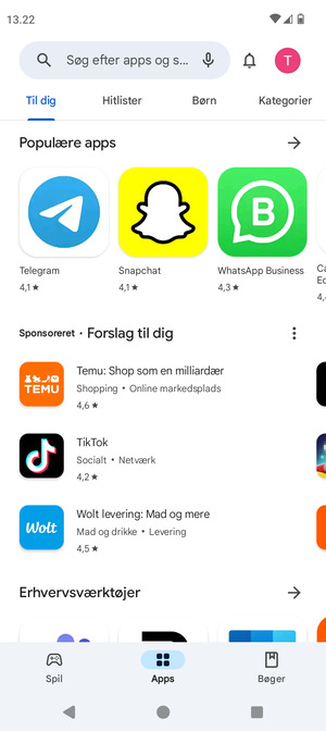 Vælg søgefeltet