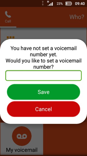 Enter Voicemail number and select Save