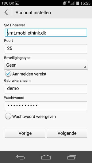 Voer Uitgaand serveradres in