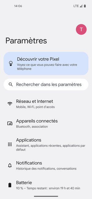 Sélectionnez Réseau et Internet
