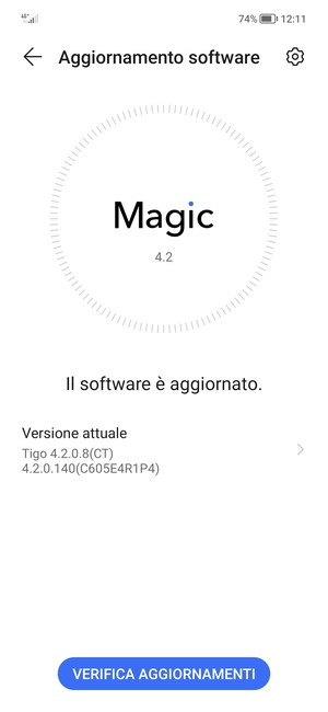 Se il tuo telefono è aggiornato, vedrai la seguente schermata