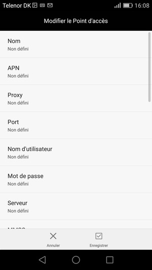 Saisissez les informations Internet