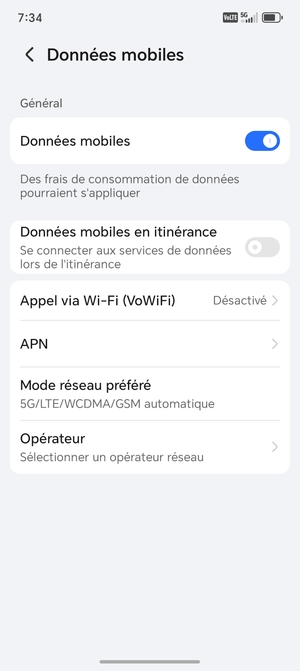 Sélectionnez APN