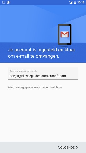 Geef uw account een naam en selecteer VOLGENDE