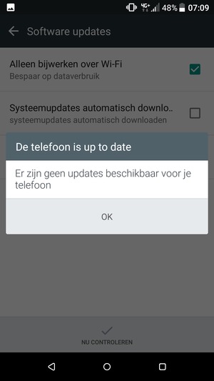 Als uw telefoon up-to-date is, selecteert u OK