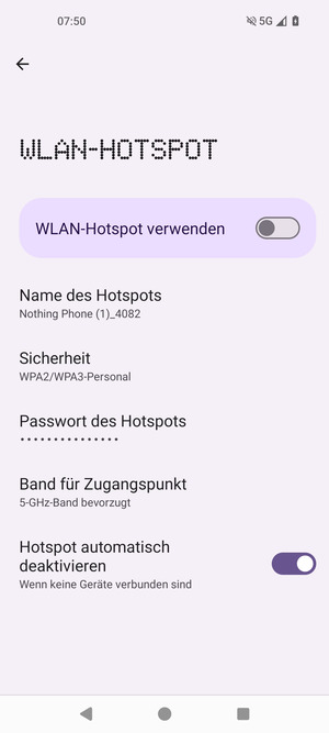 Wählen Sie Passwort des Hotspots