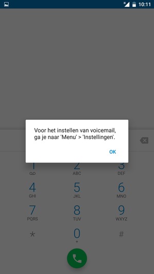 Als uw voicemail niet geïnstalleerd is, selecteert u OK