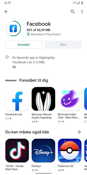 Afvent at installeringen er afsluttet