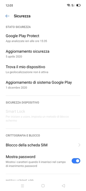 Scorri e seleziona  Blocco della scheda SIM