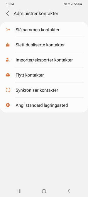 Velg Importer/eksporter kontakter