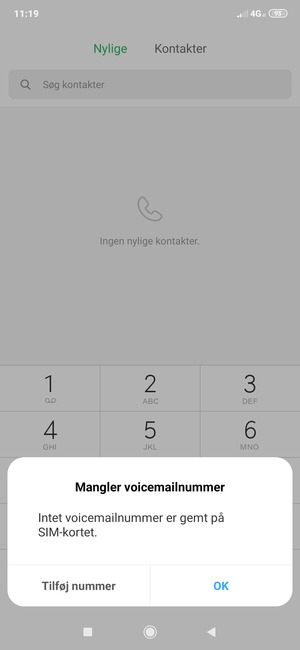 Hvis din telefonsvarer ikke er sat op, vælg Tilføj nummer