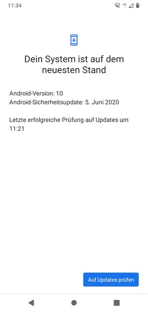 Falls Ihr Handy aktualisiert ist, wird Ihnen der folgende Bildschirm angezeigt