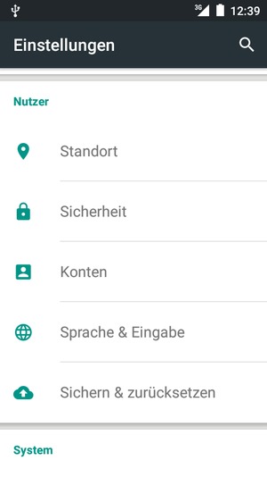 Scrollen Sie und wählen Sie Konten