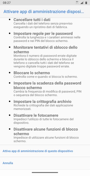 Scorri e seleziona Attiva app di amministrazione di questo dispositivo