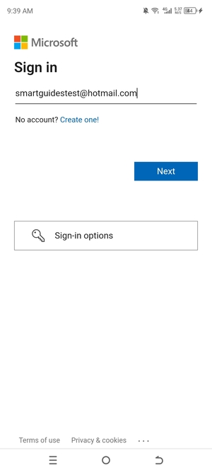 Enter your Hotmail address and select Next