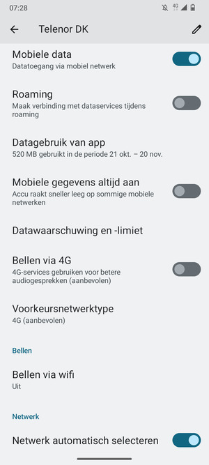 Om van netwerk te wisselen in geval van netwerkproblemen, schakel Netwerk automatisch selecteren uit