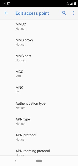 Scroll down and enter MMS information