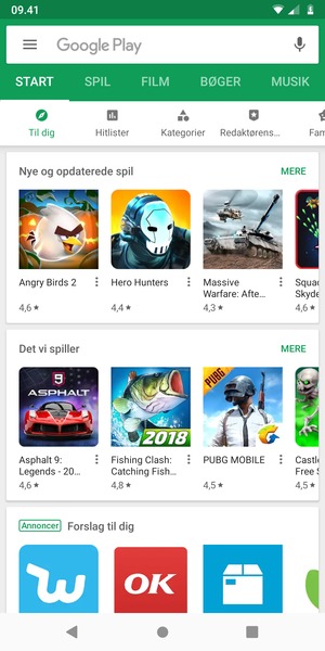 Vælg søgefeltet