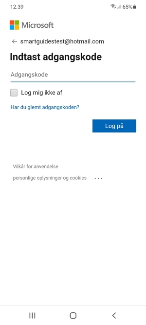 Indtast din adgangskode og vælg Log på