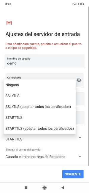 Seleccione Ninguno y luego seleccione SIGUIENTE