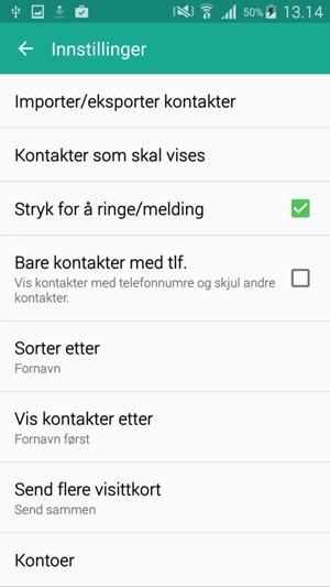Velg Importer/eksporter kontakter