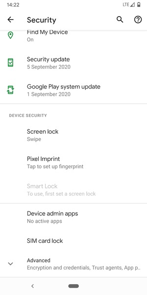 Scroll to and select SIM card lock