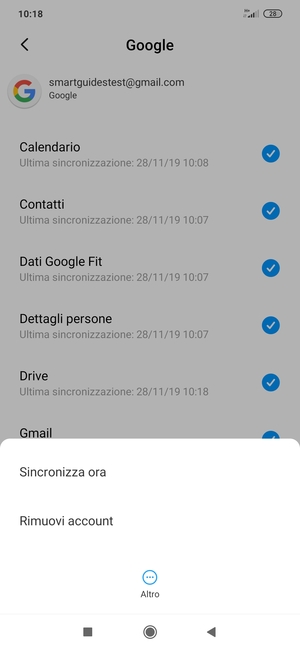Seleziona Sincronizza ora