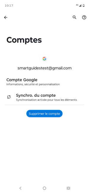 Sélectionnez Synchro. du compte