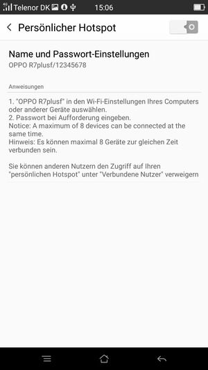 Wählen Sie Name und Passwort-Einstellungen