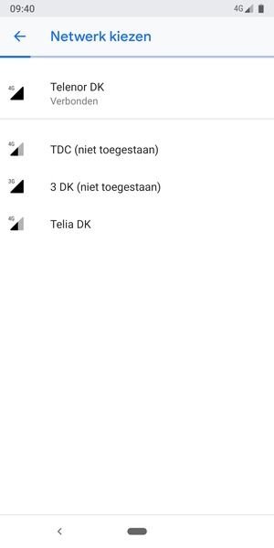 Selecteer een netwerkoperator uit de lijst