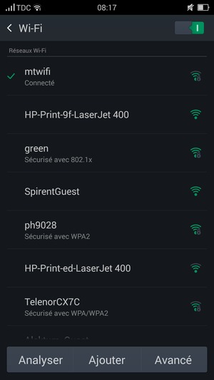 Vous êtes maintenant connecté au réseau Wi-Fi