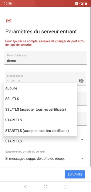 Sélectionnez Aucune puis SUIVANTE