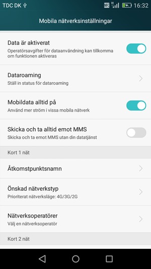 Välj Dataroaming