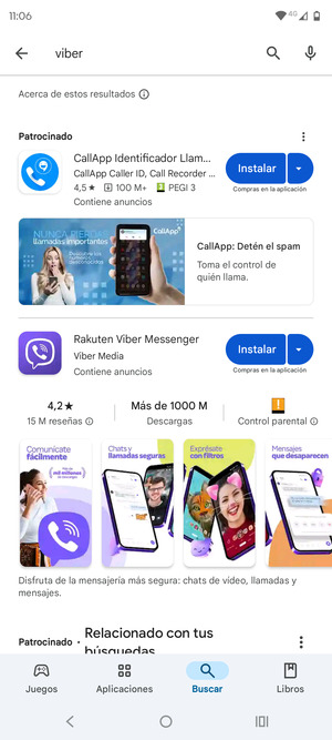 Seleccione la aplicación