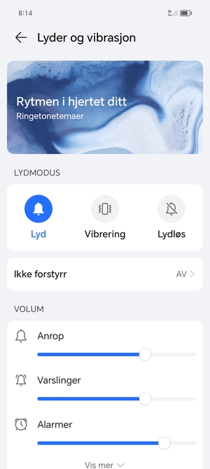 Velg ønsket alternativ