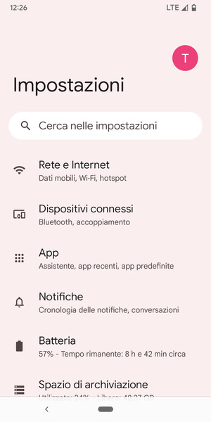 Seleziona Rete e Internet