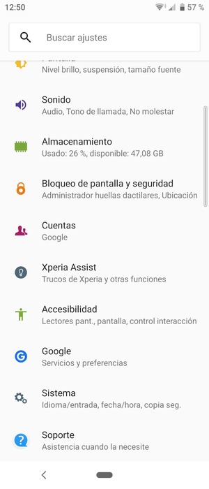 Desplácese y seleccione Cuentas