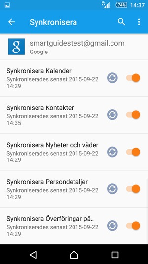 Dina kontakter från Google kommer nu att synkroniseras med din Xperia