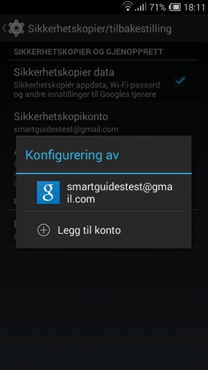 Velg sikkerhetskopi-kontoen din