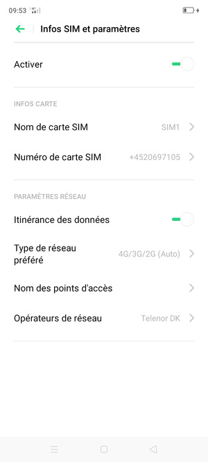 Activer ou désactiver Itinérance des données