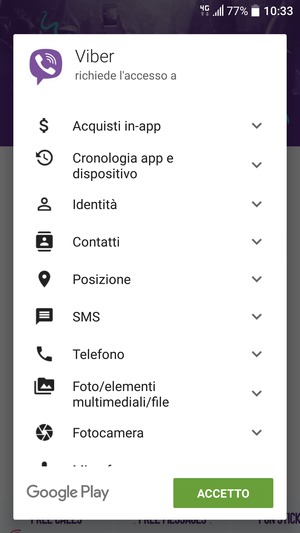 Seleziona ACCETTO