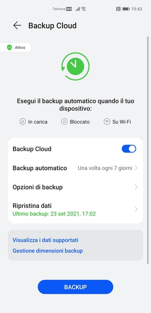 Seleziona BACKUP