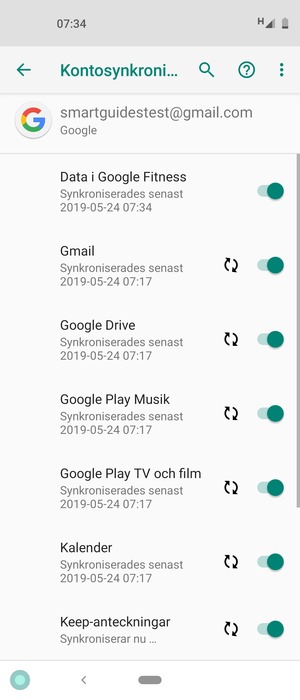 Din information kommer att synkroniseras