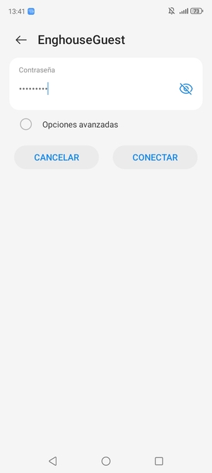 Introduzca la Contraseña de Wi-Fi y seleccione CONECTAR